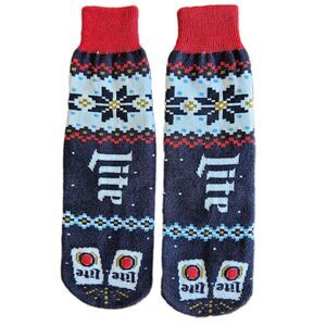 Miller Lite Novelty Socks Unisex Small Crew Festive Novelty Print Gag Gift Beer